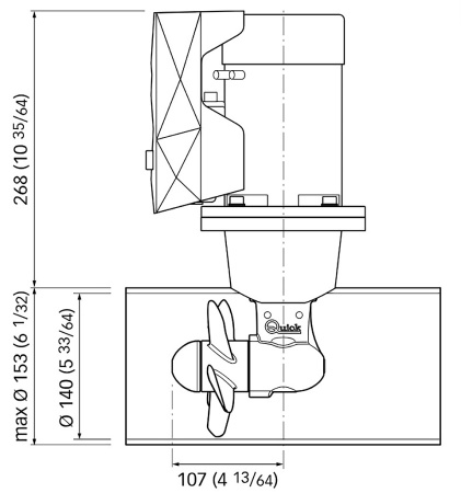 Quick Комплект подруливающего устройства, 2,2 кВт, 40 кгс, 12 В, 140 мм (включает джойстик TCD2042, 6-метровый кабель, тоннель 140х750 мм) 10268862 от прозводителя QUICK